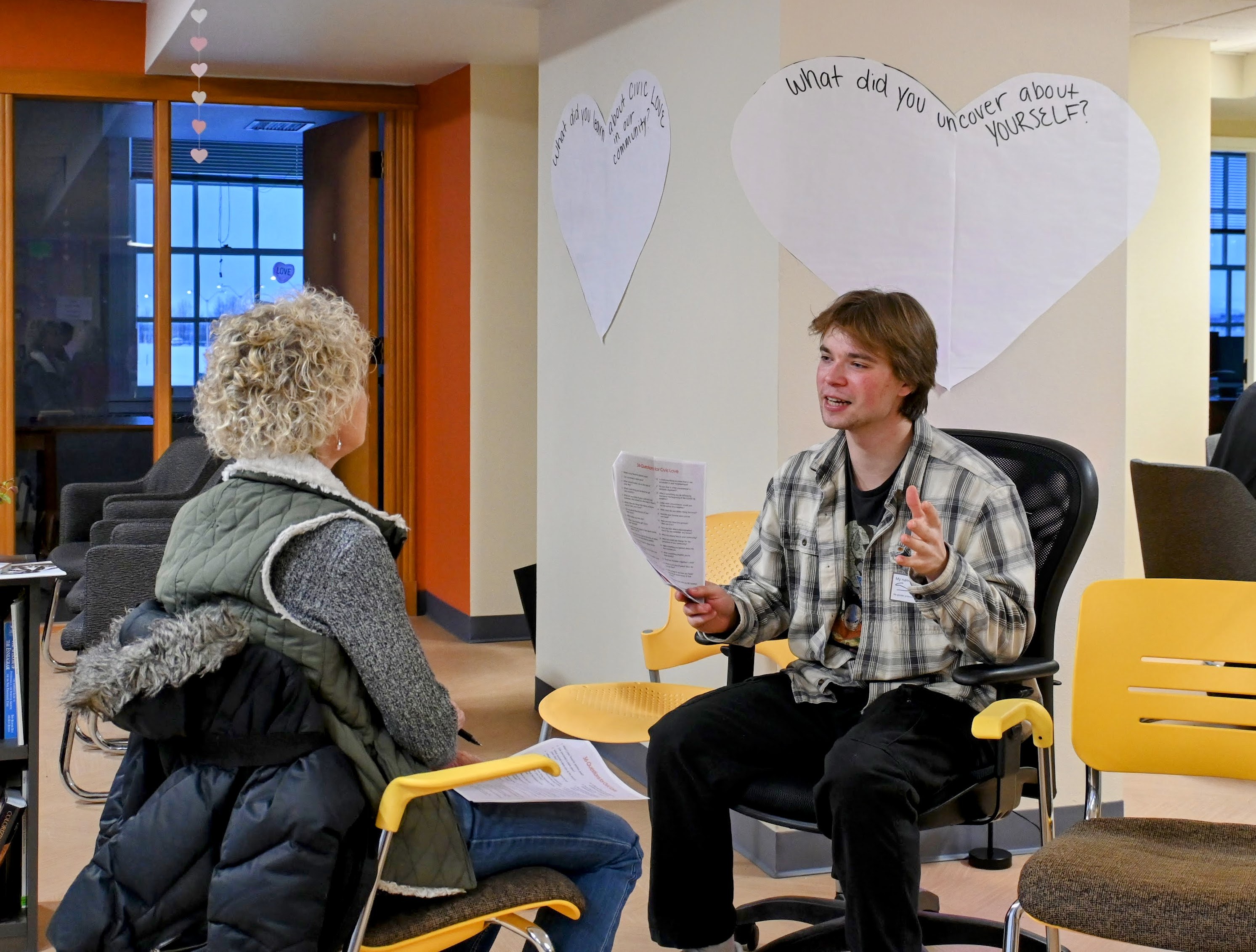 Soren Shafer and his conversation partner at 36 Questions for Civic Love